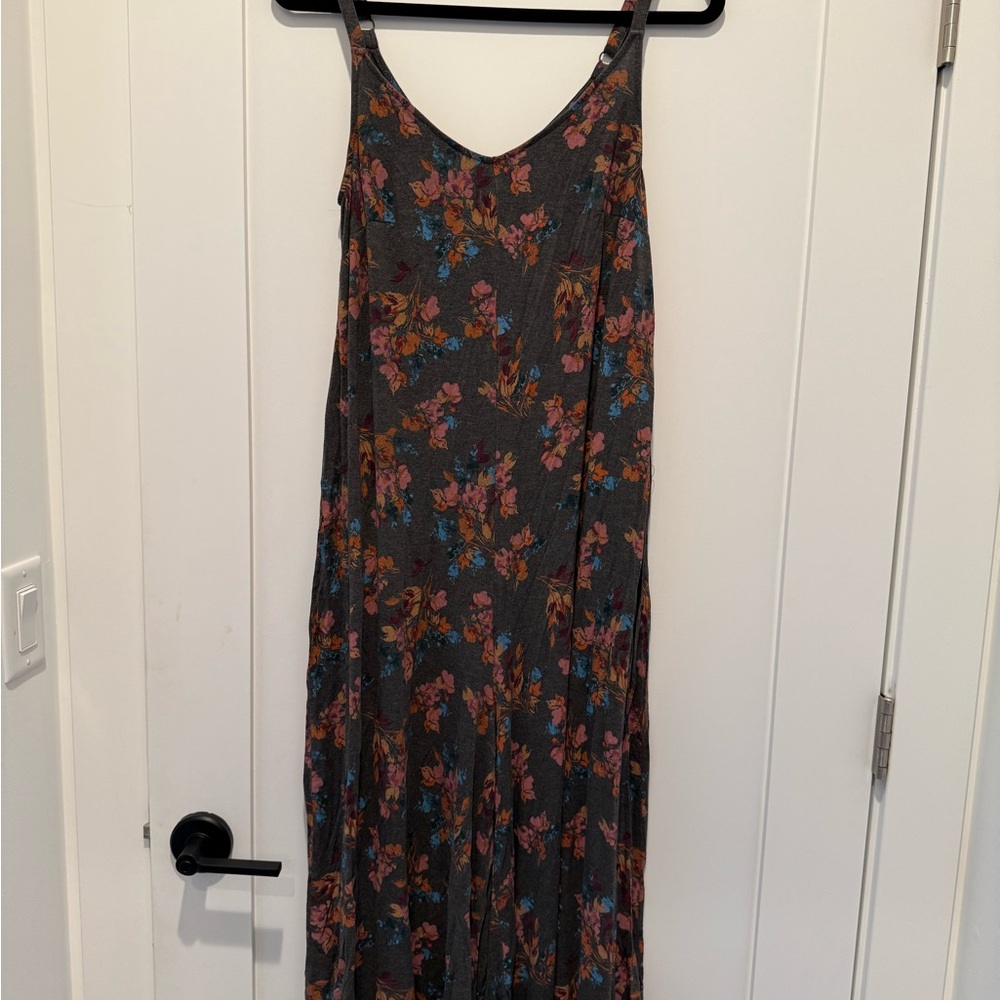 Torrid Gray Floral Maxi Romper